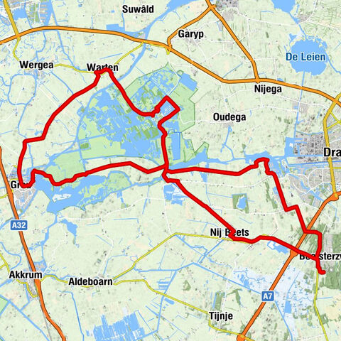 Pontjes route Beetsterzwaar, Veenhoop, Warten, Grou, Beetsterzwaag.