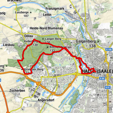 Circular route through the Dölauer Heide