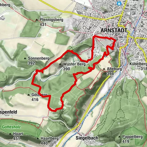 Circular hiking trail - Arnstadt - Jungfernsprung - Alteburg