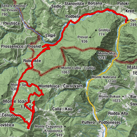 Von Robič über Podebla auf den Mt. Juànaz