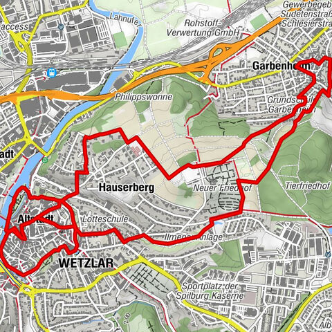 DVV 8/10 km- Permanent Wetzlarer hiking trail Goetheweg with Grüngürtelweg