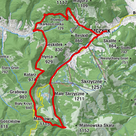 Nr.17. Szczyrk Solisko  Golgota Malinow Bialy Krzyz Kotarz Brenna Chata Wuja Toma  Szczyrk