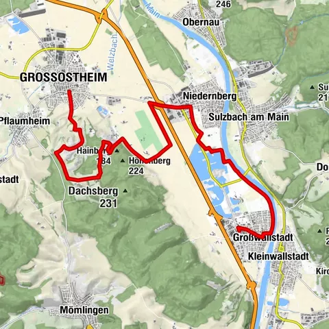 Franconian Red Wine Hiking Trail - 1st stage from Großwallstadt to Großostheim