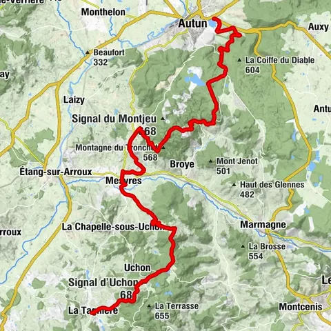 A VTT sur la GTMC, entre Autun et La Tagnière