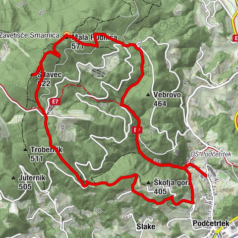 Podčetrtek - Mala Rudnica - Silavec - Slake