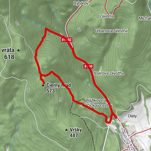 Turistická útulňa Zlatno - Čierny hrad - Blažíkov nad velčickou cestou