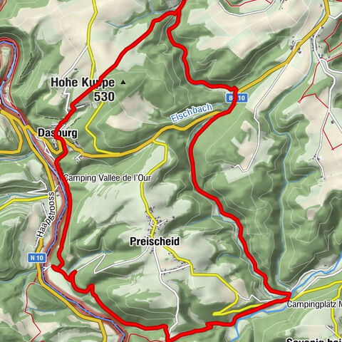 Deutsch-Luxemburgisches Hoheitsgebiet langs de Muhlbach en Our rivieren.