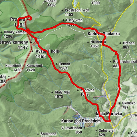 Malá Morávka - Praděd - Hvězda - Hubertov
