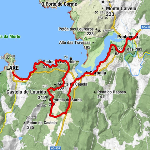 A Trabe - Castelo de Lourido - Punta do Cabaio - Laxe