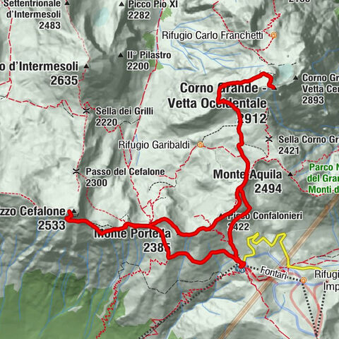 Chiesetta della Madonna della Neve - Corno Grande - Vetta Occidentale - Picco Confalonieri - Pizzo Cefalone