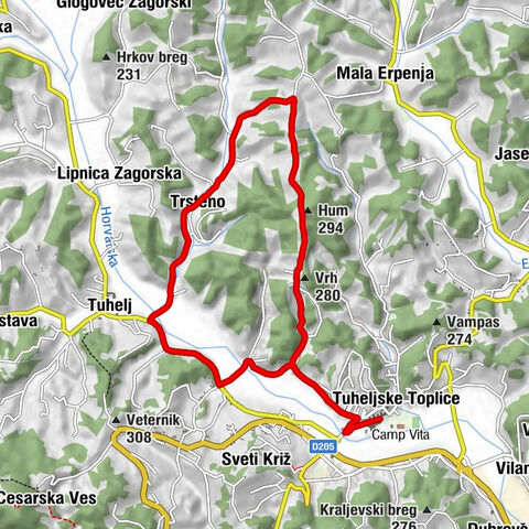 Tuheljske Toplice - Črešnjevec - Vrh - Hum