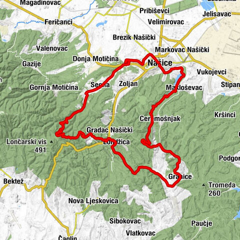 Našice - Granice - Marinović brdo - Planinarska kuća "Krndija"