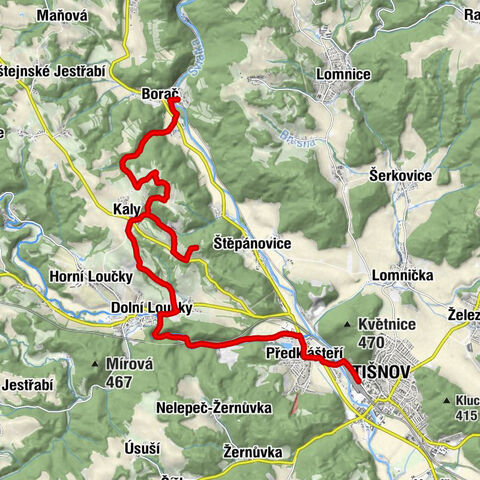 Podolí - Borač - Kaly - Tišnov