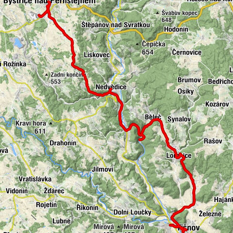 Bystřice nad Pernštejnem - svaté Kunhuty - svatý Antonín Paduánský - Tišnov