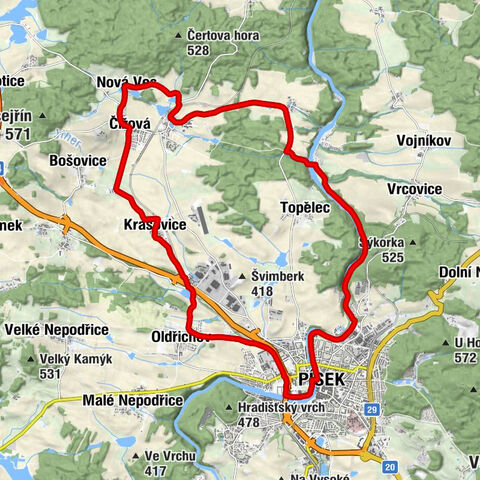Písek - Prospekční štola - Borečnice - Zlivice