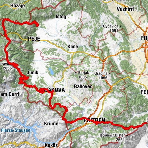 Ujëvara e Drinit të Bardhë - Gjeravicë - Maja e Pashtrikut - Љуботен / Maja e Lubotenit