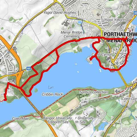 Porthaethwy / Menai Bridge - Bangor - Bowling Green - St Tysilio's Church