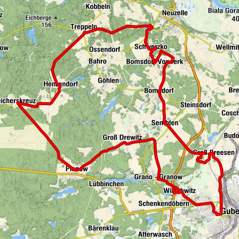 Guben - Lehmberg - Galgen-Berg - Kirche Bomsdorf