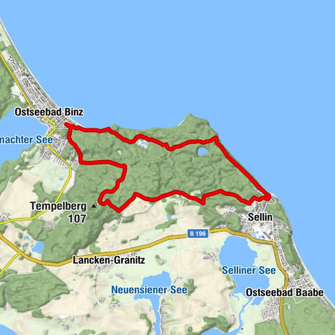 Ostseebad Binz - Ufersicht Waldhalle - Ochsenberg - Filialkirche Stella Maris