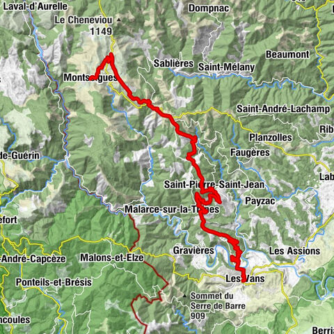 Les Bourgades - Les Vans - Les Passets - Montselgues