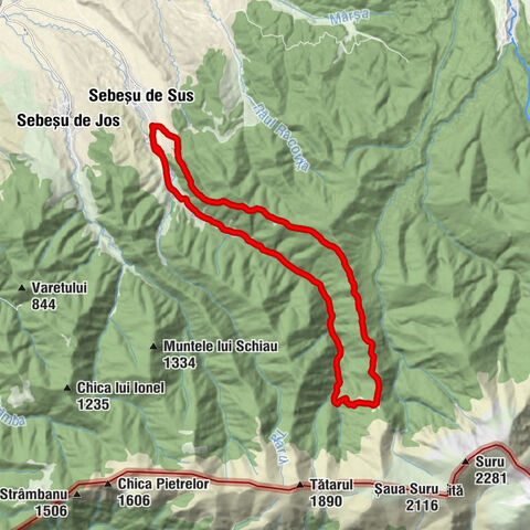 Racovița - Izvor pe Culmea Moasei - Suru - Cascada Urlătoarea Lupilor