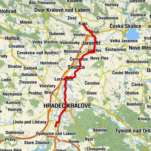 Opatovice nad Labem-Pohřebačka - Hradec Králové - Smiřice - Jaroměř