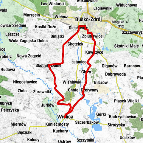 Busko-Zdrój - Kościół pw. Świętego Bartłomieja Apostoła w Chotelu Czerwonym - Wiślica - Kościół pw. Świętego Wawrzyńca