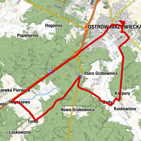 Ostrów Mazowiecka - Gródźki - Kacpury - Dudy