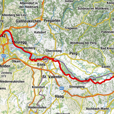 Danube bike path stage 3 south bank: Linz - Ardagger