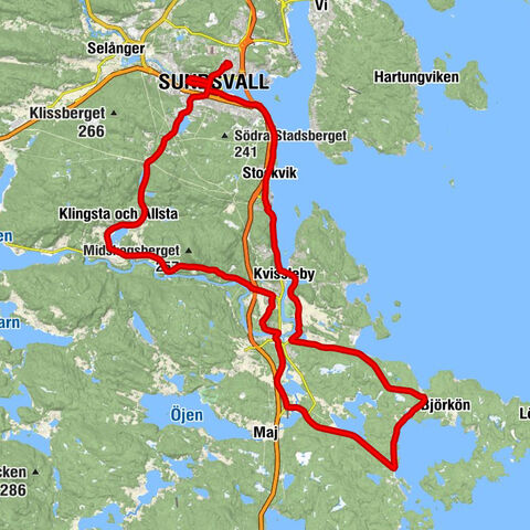 Haga centrum - Sundsvall - Svartviks kykra - Kvissle kapell