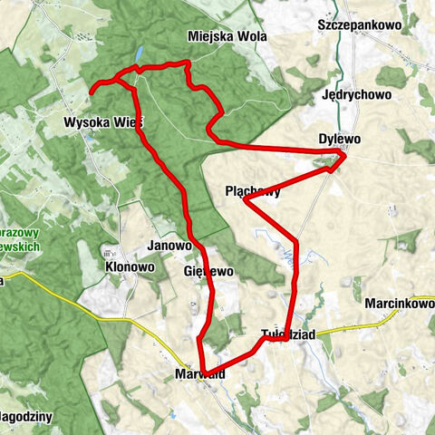 Dylewska Góra - Dylewo - Pląchawy - Tułodziad
