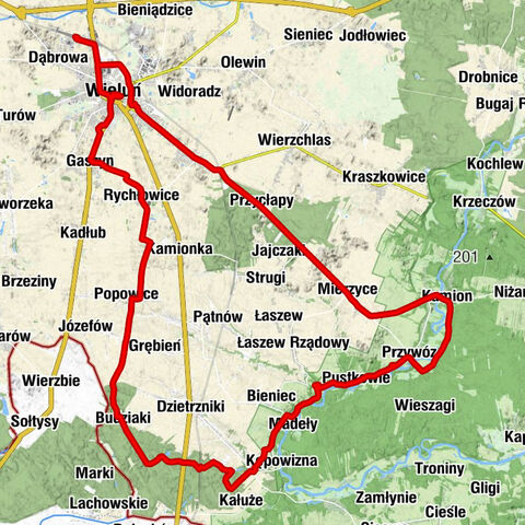 Wieluń Dąbrowa - Kościół Ewangelicko-Augsburski - Kościół pw. Świętego Józefa Oblubieńca Najświętszej Maryi Panny - Kościół pw. Świętego Wojciecha