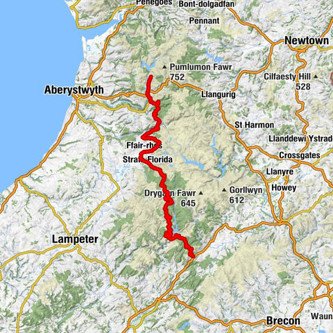 Llanddewi Brefi - Soar-Y-Mynydd - Strata Florida - Blaenrheidol