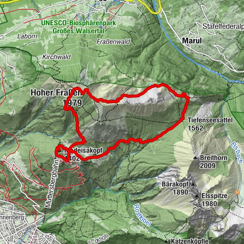 Muttersberg - Fraßenhütte - Fraßen - Tiefenseesattel Nüziders, Österreich