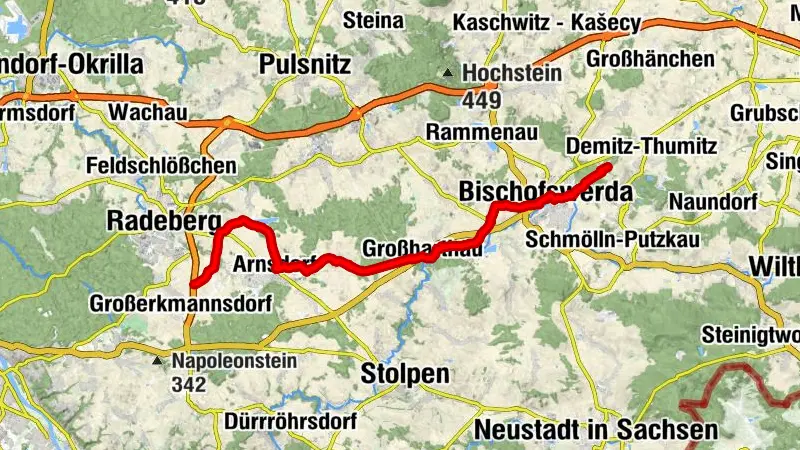 Sächsischer Jakobsweg an der Frankenstraße - Teilstück Westlausitz