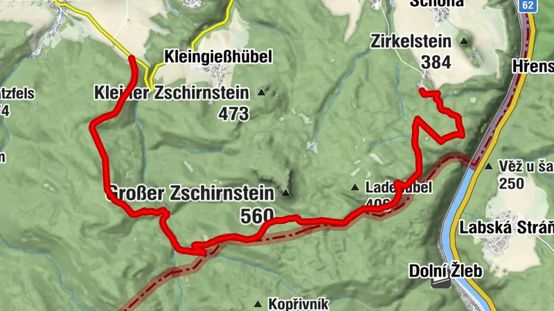 Skiroute auf dem Kriegsweg entlang der Grenze