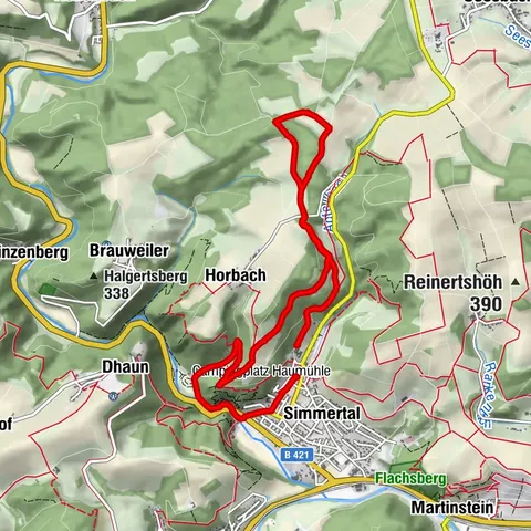 Simmertal, Bernadiner Hütte , Simmertaler Lehrpfad , Campingplatz , Bergmühle , Simmerbach Rundweg