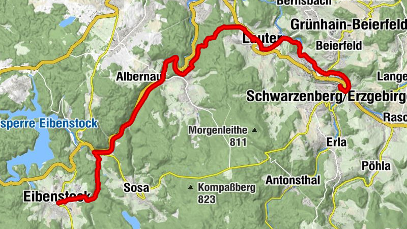 RR ERZ E05 Stage tour long-distance cycle route Saxon Central Uplands and Ore Mountains Cycle Route Stage 05
