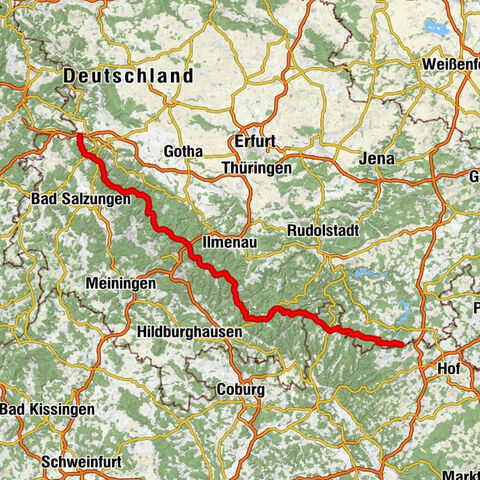 The Rennsteig - long-distance hiking trail from Hörschel to Blankenstein - Thuringian Forest