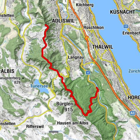 Sihlwald - Albishorn - Bürglen - Albispass - Buchenegg - Felsenegg